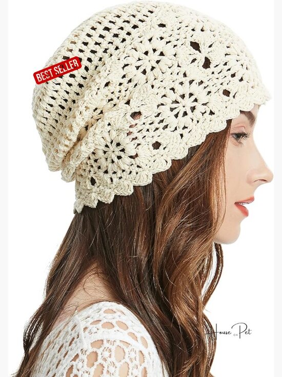 Handmade Cotton Crochet Slouchy Beanie Hat Knit Summer Skull Cap main image 5